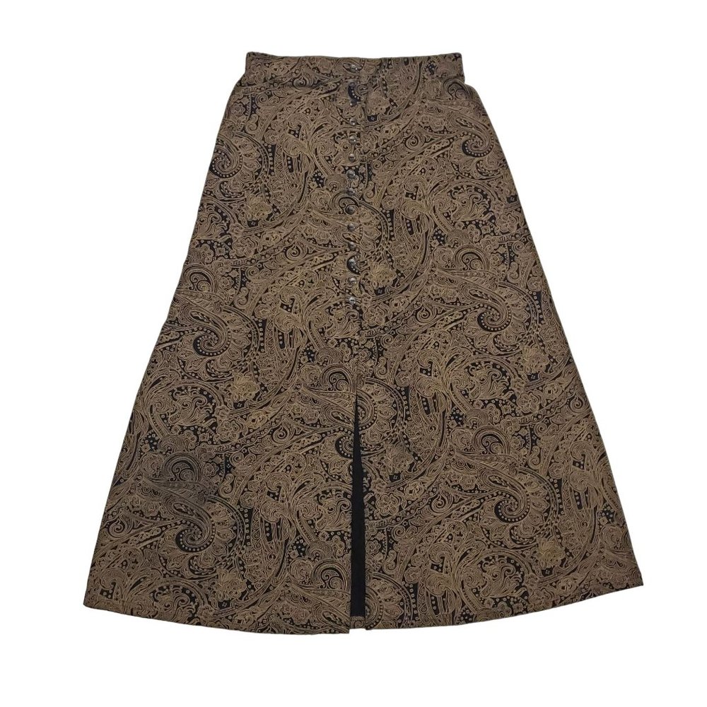 Vintage Briggs New York Paisley Skirt  M Brown  Paisley Nylon / Spandex